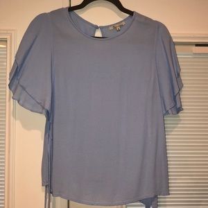 Baby blue ruffle sleeve top